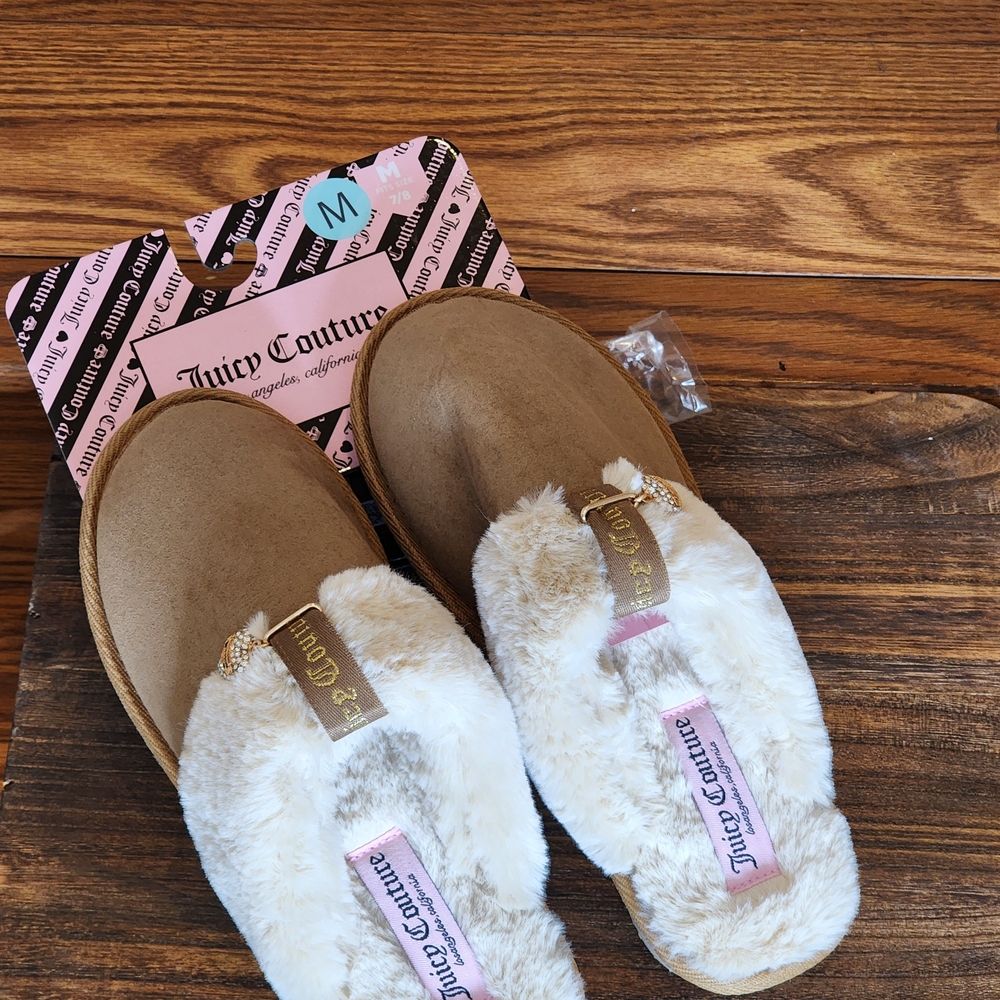 Juicy Couture Women's Darlene Natural Faux Fur Comfortable Mules Slippers - Picture 3 of 7